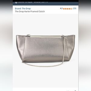 The Drop Harlei Framed Dark Grey Clutch with Chain Strap
